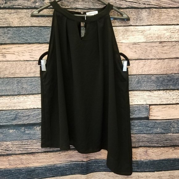 Black Asymmetrical Keyhole Sleeveless Top - Picture 1 of 4